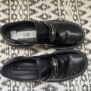 Skechers black smooth leather